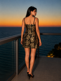 Golden Bloom Mini Dress