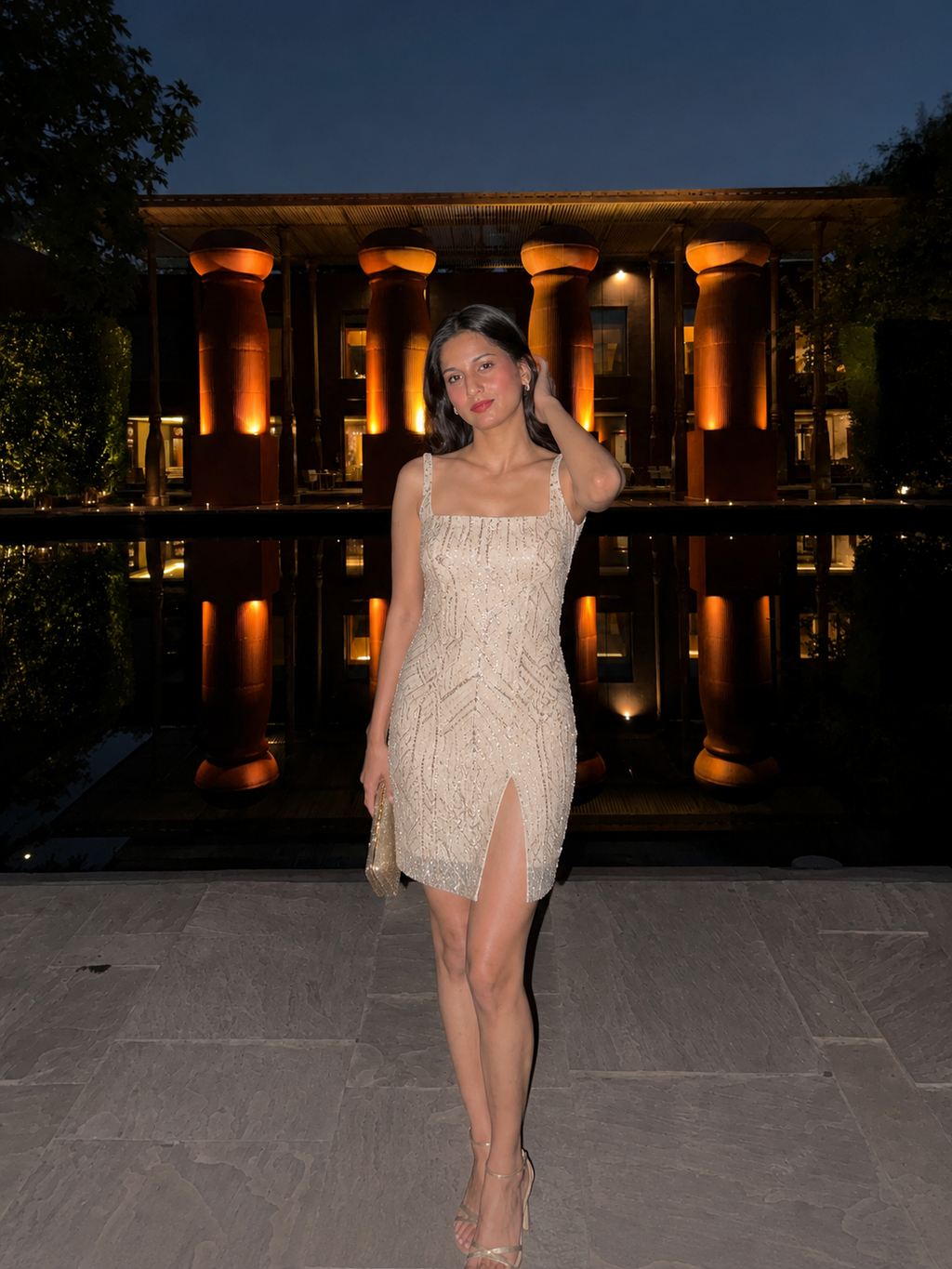 Rose Gold Pearl and Cut Dana Dress