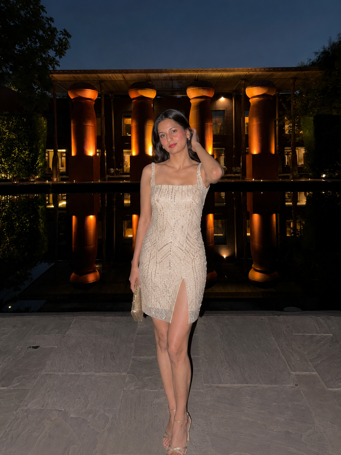 Rose Gold Pearl and Cut Dana Dress